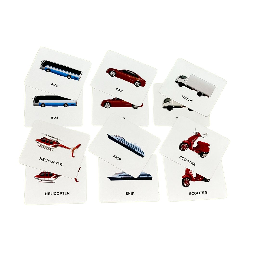 Vehicle matching cards for babies 1-2 year