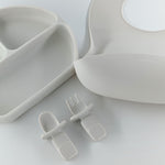 10 Months + Feeding Set of Silicone Plate With Fork, Spoon And Silicon Bib | Silicone Feeding Essentials - B4brain