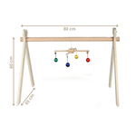 Three interactive hanging mobiles, each filled with textures, sounds, and vibrant colors, dangle playfully above, sparking curiosity and encouraging reaching and grasping. The soft, padded play mat provides a safe and inviting space for tummy time and exploration, while the sturdy frame offers a sense of security. This versatile play gym grows with your baby, evolving from a cozy newborn haven to a fun-filled activity center for curious toddlers.