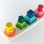 Wooden Shape sorting & stacking puzzle 1-2 year - B4brain