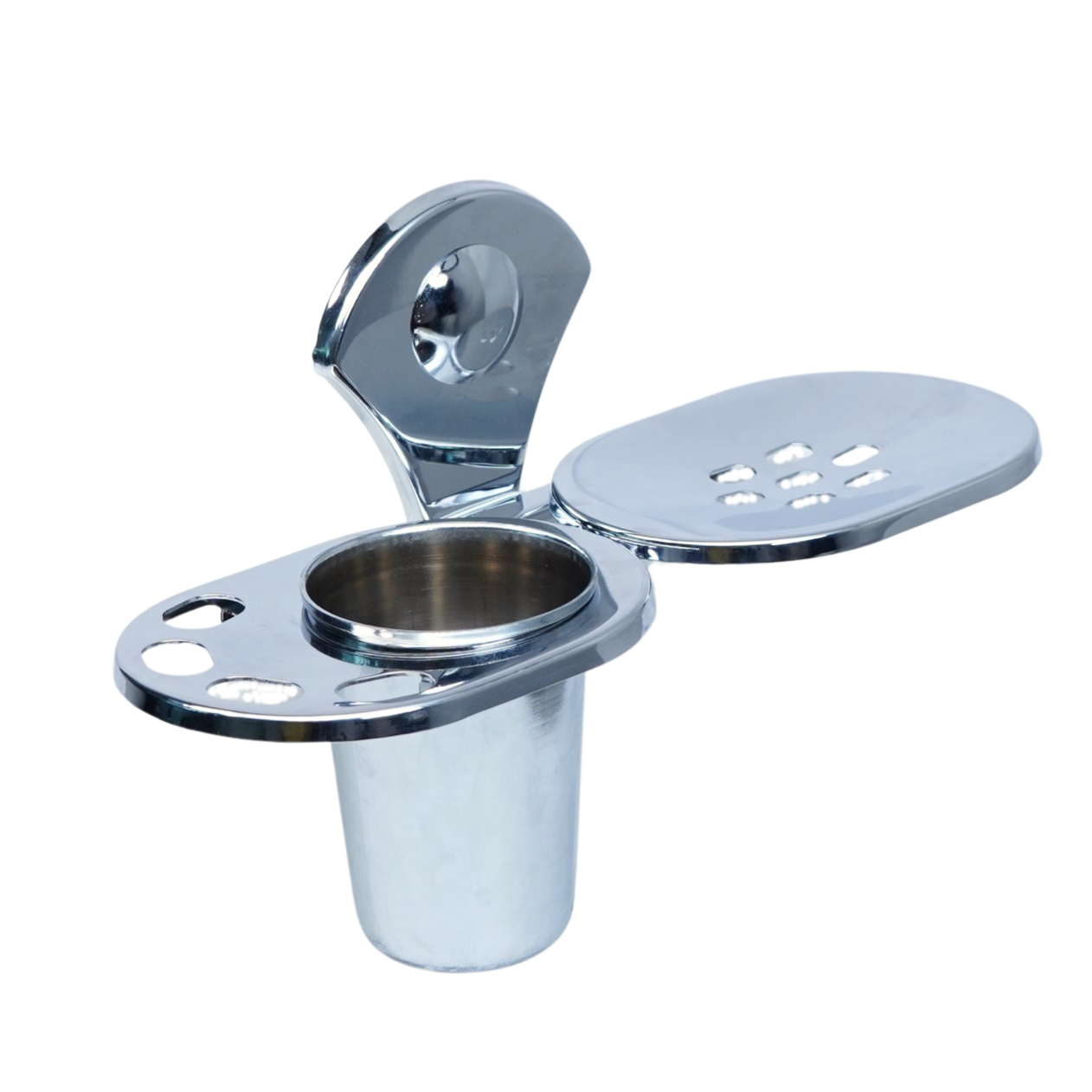 3-in-1 Wall Mounted Stainless Steel Bathroom Accessories Set - Soap Holder, Toothbrush Holder and Tumbler Stand | Rust-Proof
