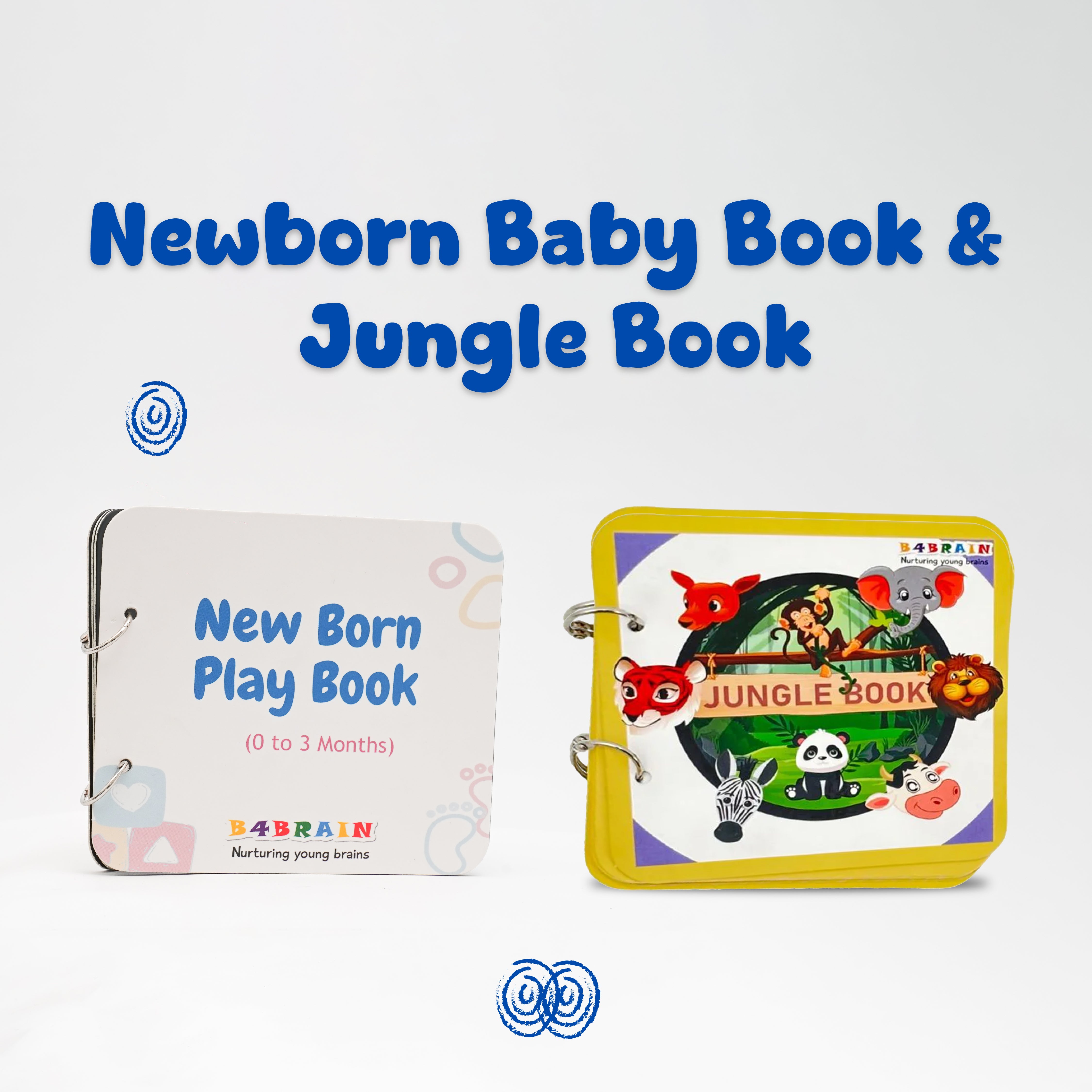 B4BRAIN NEWBORN BABY BOOK& BOARD BOOK IN THE JUNGLE-ENGLISH