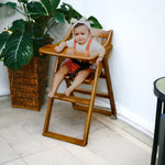 Wooden High Chair for Baby Toddler, Foldable, Luxurious Teak Wood Feeding chair