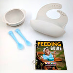 6 Month + Feeding Set Silicone Bowl And Giraffe Silicon Spoon With A Silicon Bib | Silicone Feeding Set - B4brain