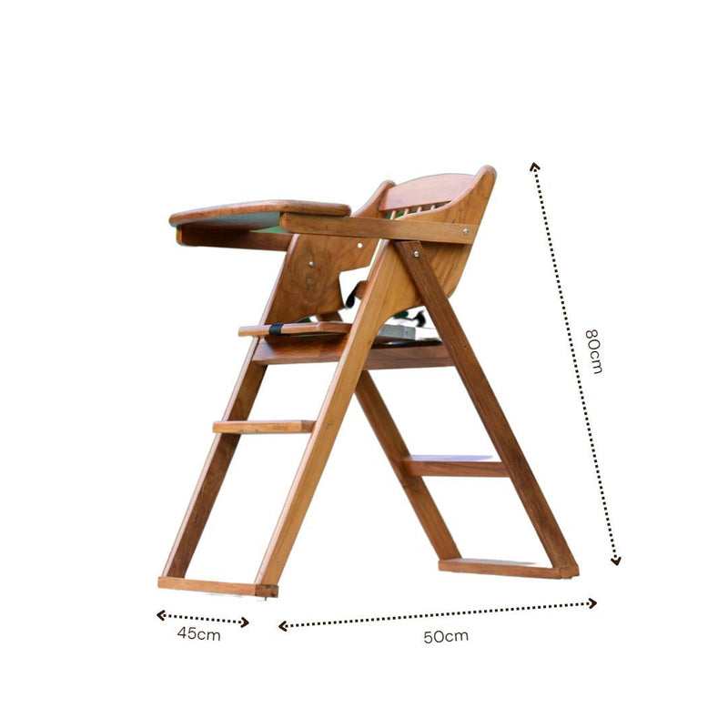 Wooden High Chair for Baby Toddler, Foldable, Luxurious Teak Wood Feeding chair
