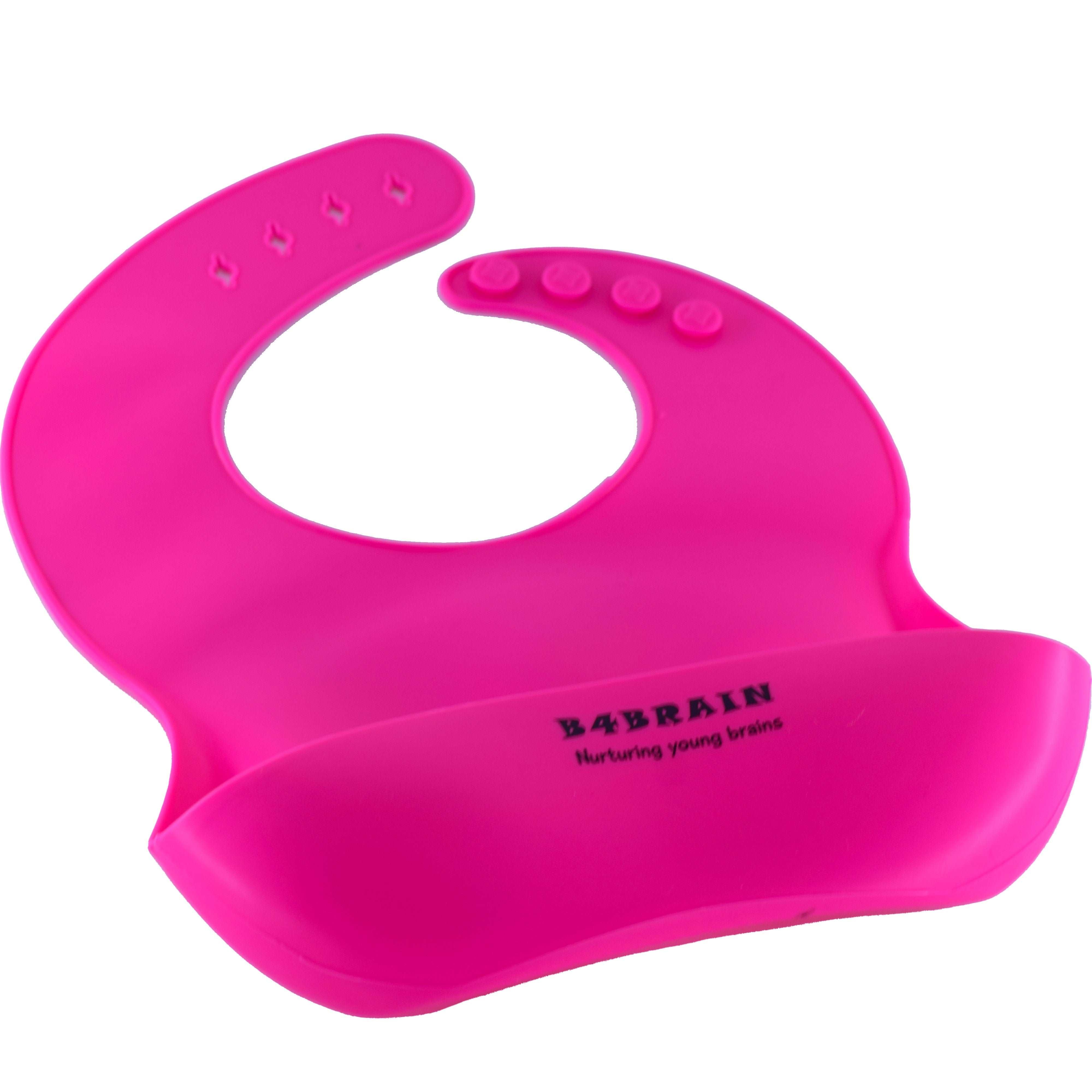 Help your little one learn to self-feed with the B4brain Baby Self Feeding Silicon Bib and Infant Self-Feeding Spoon. Soft, safe, and convenient