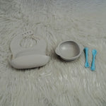 6 Month + Feeding Set Silicone Bowl And Giraffe Silicon Spoon With A Silicon Bib | Silicone Feeding Set - B4brain
