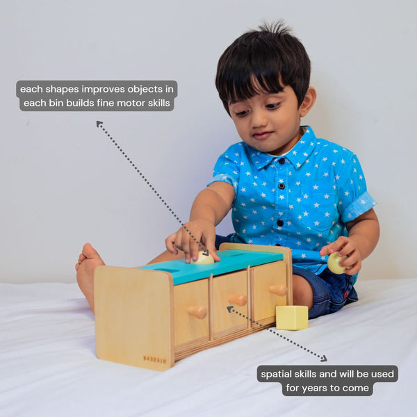 Shape Sorter box with bins For babies 1-2 year for brain development designed by Experts