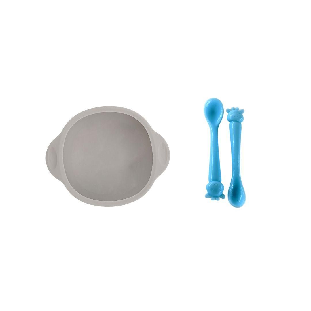 Silicone Suction Bowl and Silicon Giraffe Spoon For Baby - B4brain