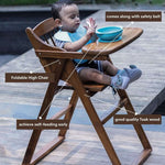 Wooden High Chair for Baby Toddler, Foldable, Luxurious Teak Wood Feeding chair